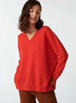 Maison Montagut Pull Col V En Cachemire A Fentes Et Bords Cotes - Alienor>Femme Pulls