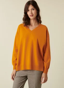 Maison Montagut Pull Col V En Cachemire A Fentes Et Bords Cotes - Alienor>Femme Pulls