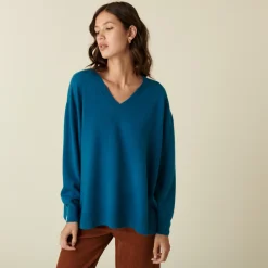 Maison Montagut Pull Col V En Cachemire A Fentes Et Bords Cotes - Alienor><noscript><img width=