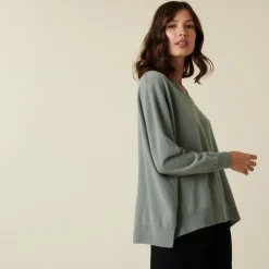 Maison Montagut Pull Col V En Cachemire A Fentes Et Bords Cotes - Alienor><noscript><img width=