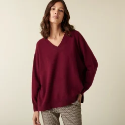 Maison Montagut Pull Col V En Cachemire A Fentes Et Bords Cotes - Alienor><noscript><img width=