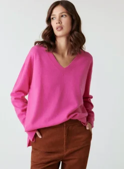 Maison Montagut Pull Col V En Cachemire A Fentes Et Bords Cotes - Alienor><noscript><img width=