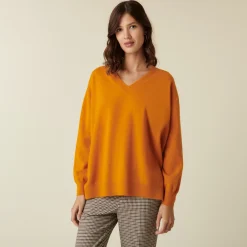 Maison Montagut Pull Col V En Cachemire A Fentes Et Bords Cotes - Alienor><noscript><img width=