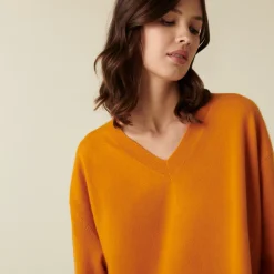 Maison Montagut Pull Col V En Cachemire A Fentes Et Bords Cotes - Alienor><noscript><img width=