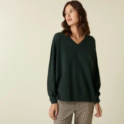 Maison Montagut Pull Col V En Cachemire A Fentes Et Bords Cotes - Alienor><noscript><img width=