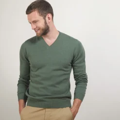 Maison Montagut Pull Col V En Coton Cachemire - Brent><noscript><img width=