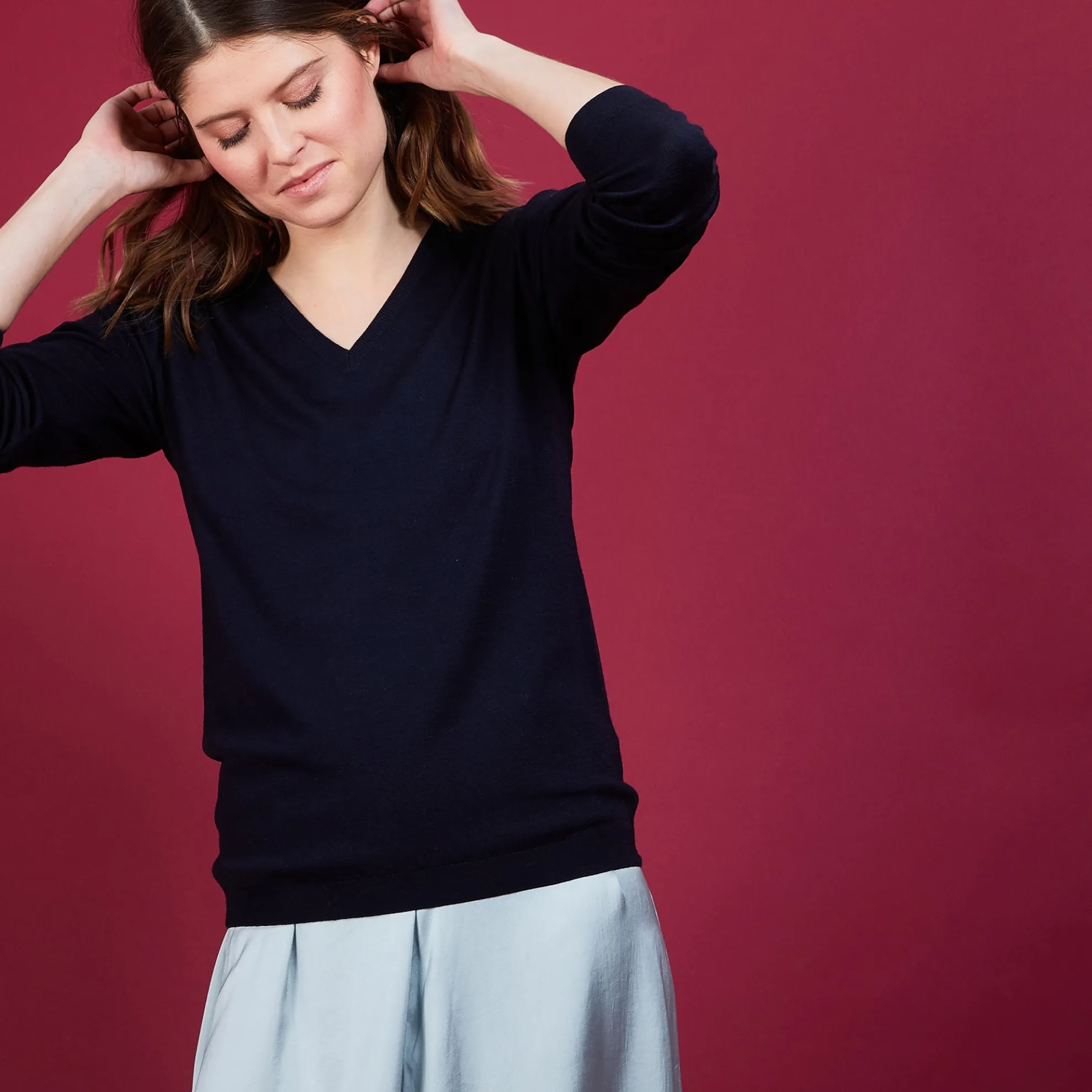 Maison Montagut Pull Col V En Laine - Baobab>Femme Pulls