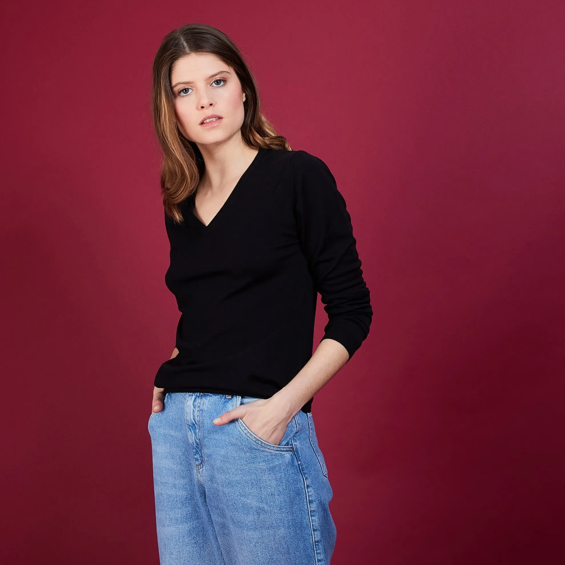 Maison Montagut Pull Col V En Laine - Baobab>Femme Pulls