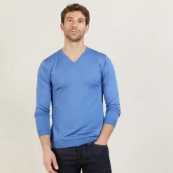 Maison Montagut Pull Col V En Laine Et Soie - Bessie><noscript><img width=