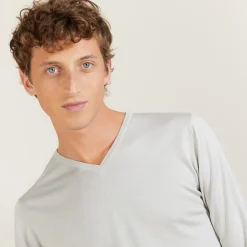 Maison Montagut Pull Col V En Laine Et Soie - Basil><noscript><img width=