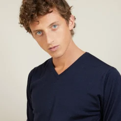 Maison Montagut Pull Col V En Laine Et Soie - Basil><noscript><img width=