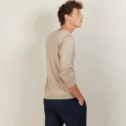 Maison Montagut Pull Col V En Laine Et Soie - Basil><noscript><img width=