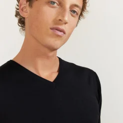 Maison Montagut Pull Col V En Laine Et Soie - Basil><noscript><img width=