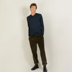 Maison Montagut Pull Col V En Laine Et Soie - Basil><noscript><img width=