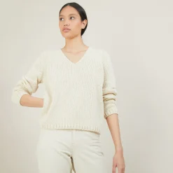 Maison Montagut Pull Col V En Laine Et Soie - Blovis><noscript><img width=