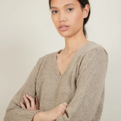 Maison Montagut Pull Col V En Laine Et Soie - Blovis><noscript><img width=