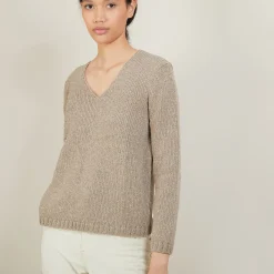 Maison Montagut Pull Col V En Laine Et Soie - Blovis><noscript><img width=