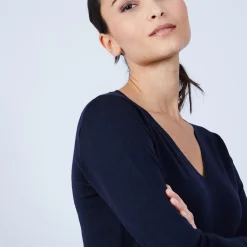 Maison Montagut Pull Col V En Laine Merinos - Bahia><noscript><img width=