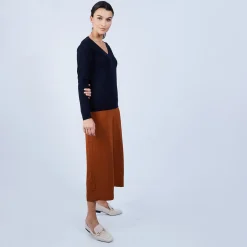 Maison Montagut Pull Col V En Laine Merinos - Bahia><noscript><img width=