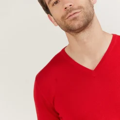 Maison Montagut Pull Col V En Laine Merinos - Bibiane><noscript><img width=