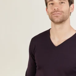 Maison Montagut Pull Col V En Laine Merinos - Bibiane><noscript><img width=