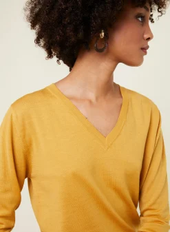 Maison Montagut Pull Col V En Laine Merinos - Arya><noscript><img width=