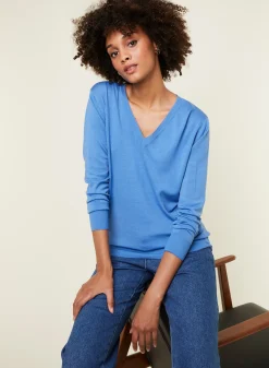 Maison Montagut Pull Col V En Laine Merinos - Arya><noscript><img width=