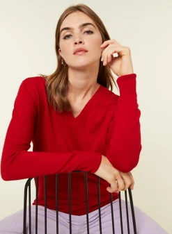 Maison Montagut Pull Col V En Laine Merinos - Arya><noscript><img width=