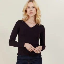 Maison Montagut Pull Col V En Laine Merinos - Gallieni><noscript><img width=