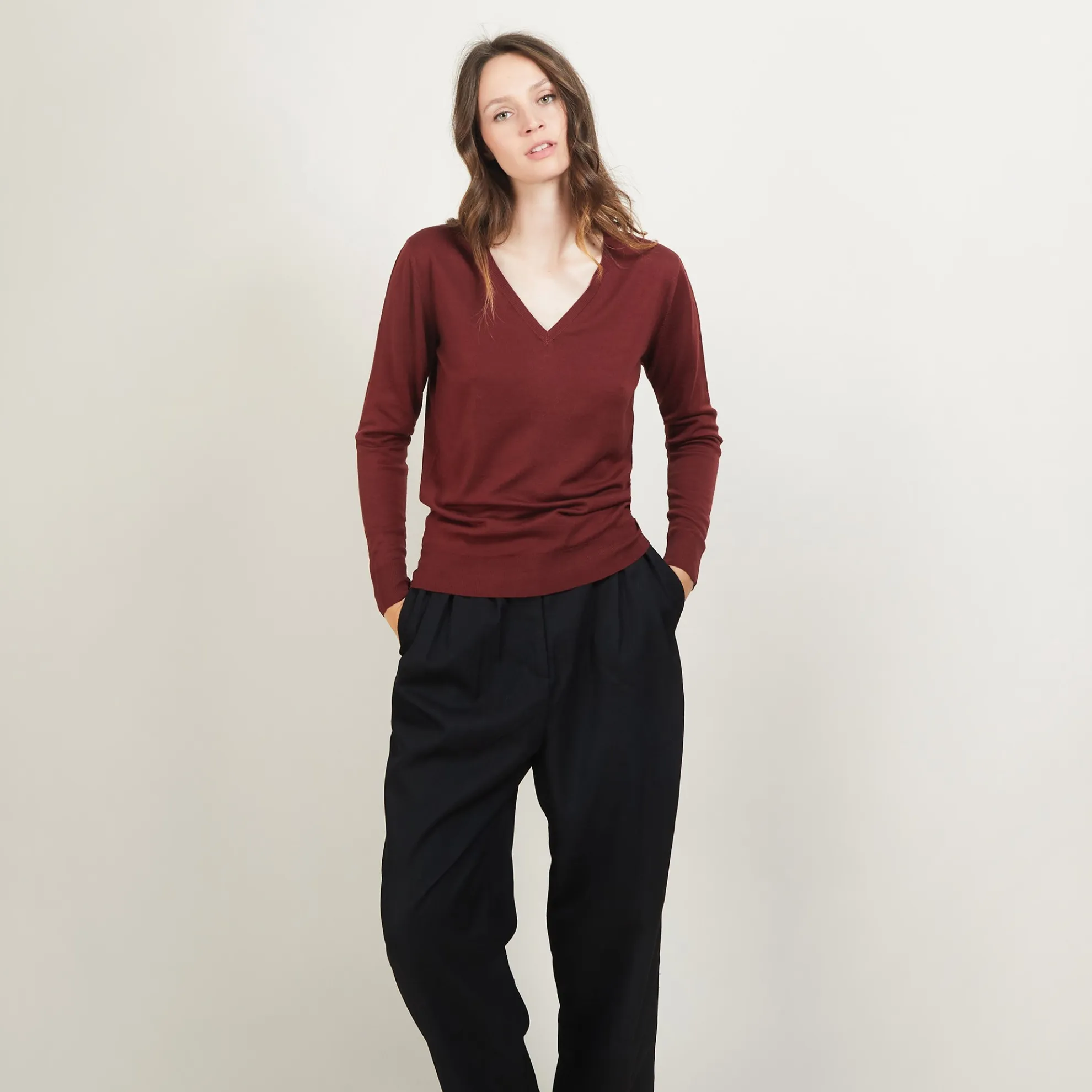 Maison Montagut Pull Col V En Laine Merinos - Boule>Femme Pulls