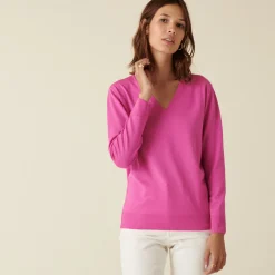 Maison Montagut Pull Col V En Laine Merinos Finitions Bord Cotes - Arya><noscript><img width=