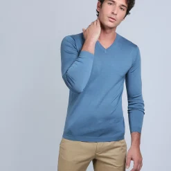 Maison Montagut Pull Col V En Laine Merinos - Badyss><noscript><img width=