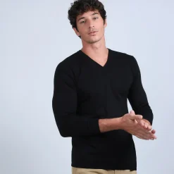 Maison Montagut Pull Col V En Laine Merinos - Badyss><noscript><img width=