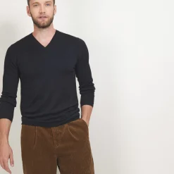 Maison Montagut Pull Col V En Laine Merinos - Badyss><noscript><img width=