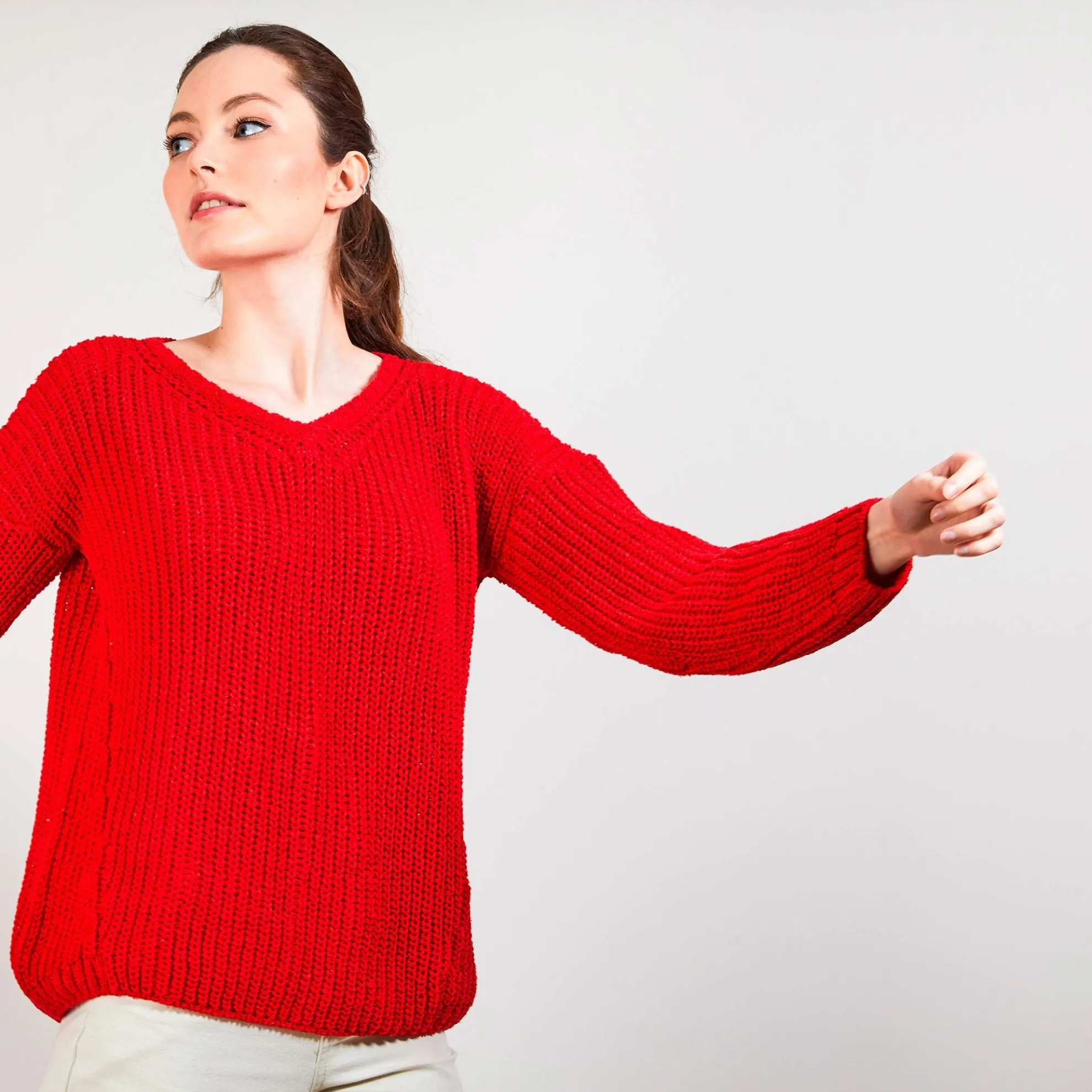 Maison Montagut Pull Col V En Maille Cotelee - Bulle>Femme Pulls