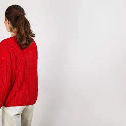 Maison Montagut Pull Col V En Maille Cotelee - Bulle><noscript><img width=