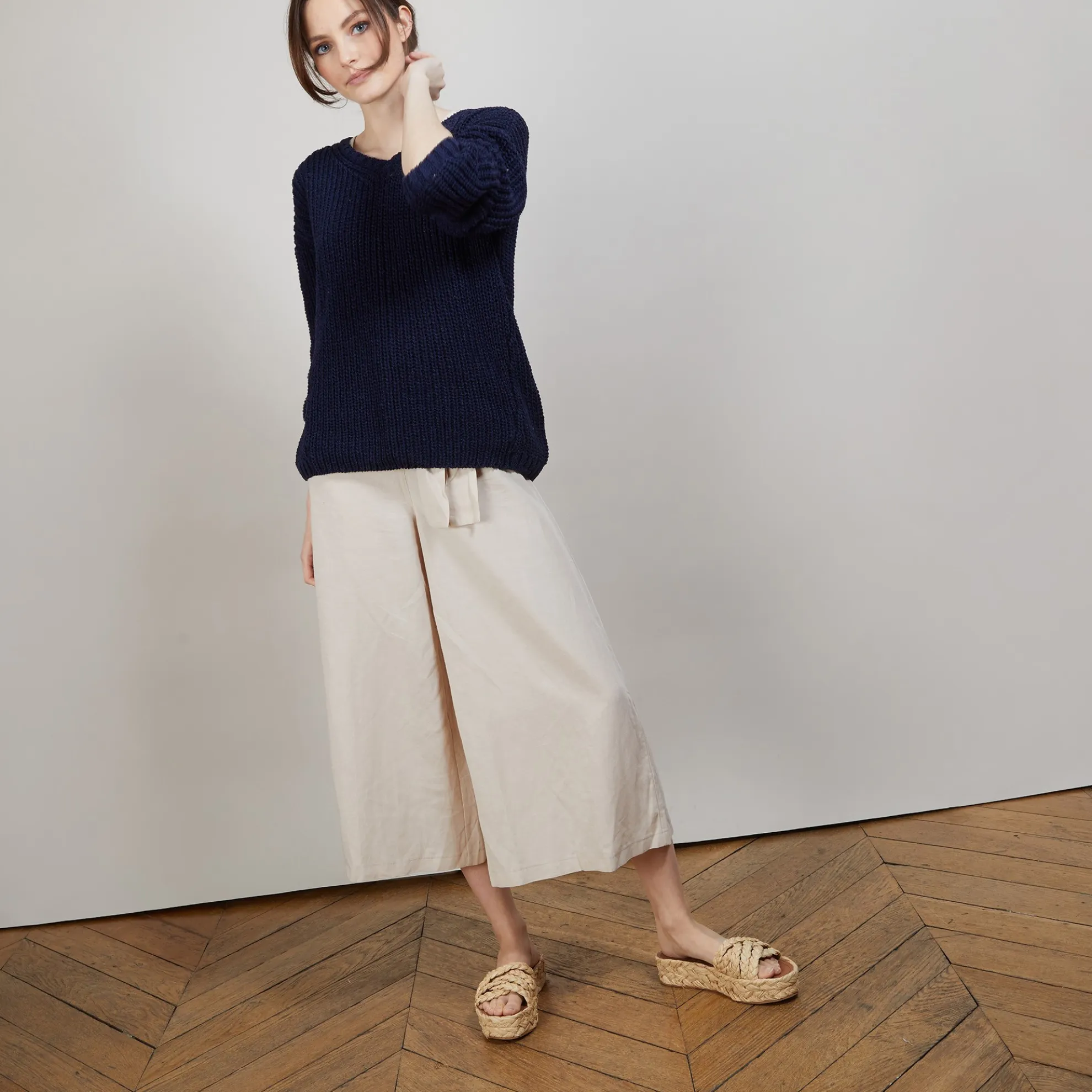 Maison Montagut Pull Col V En Maille Cotelee - Bulle>Femme Pulls