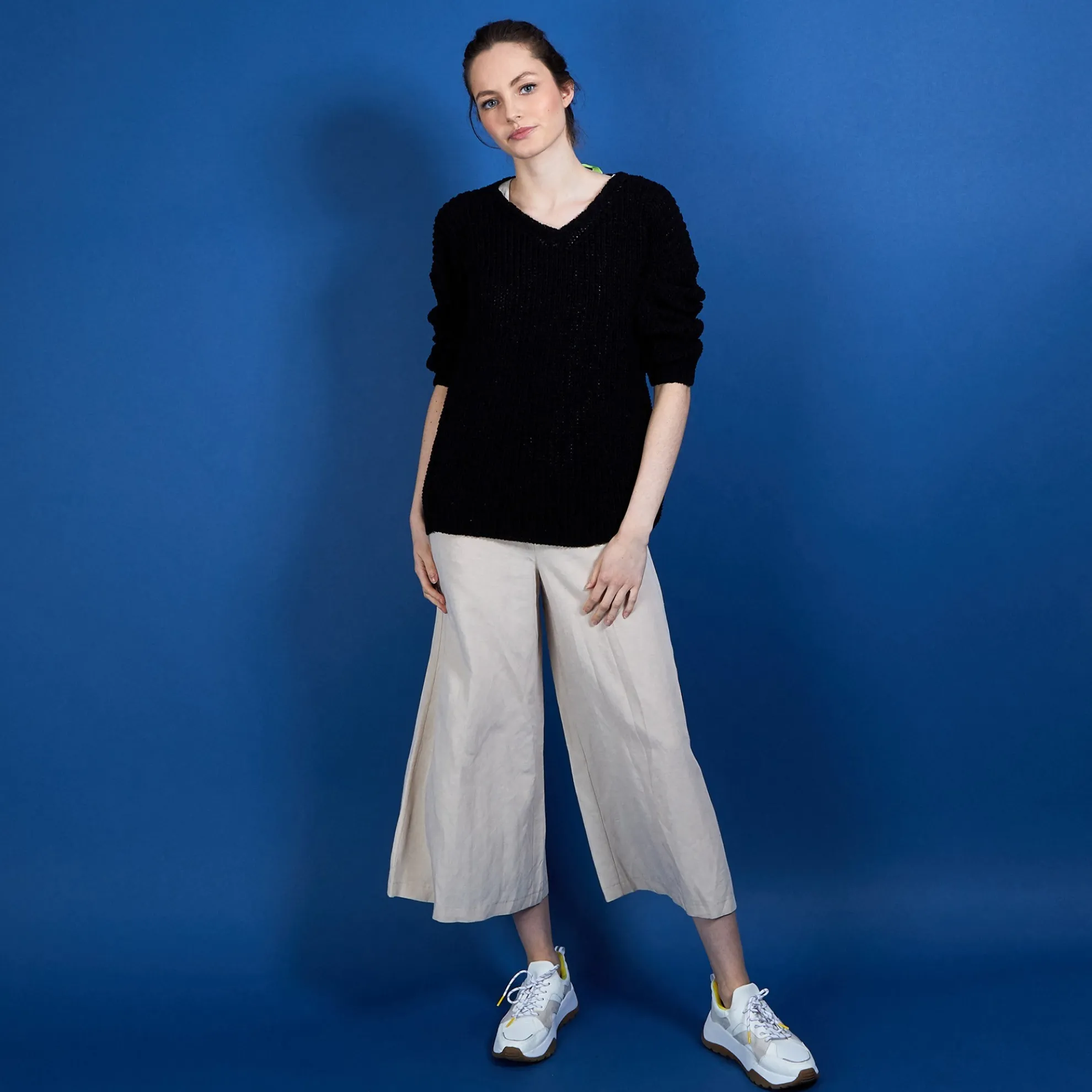 Maison Montagut Pull Col V En Maille Cotelee - Bulle>Femme Pulls