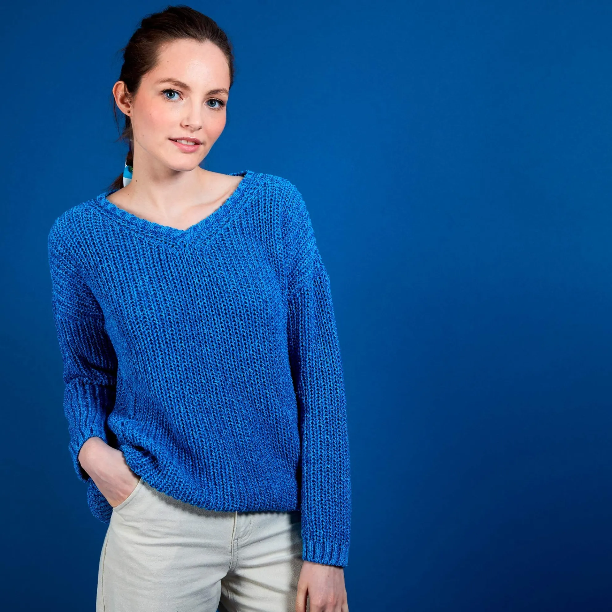 Maison Montagut Pull Col V En Maille Cotelee - Bulle>Femme Pulls