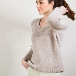 Maison Montagut Pull Col V En Soie Coton Et Laine - Blovis><noscript><img width=