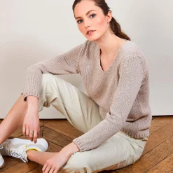 Maison Montagut Pull Col V En Soie Coton Et Laine - Blovis><noscript><img width=