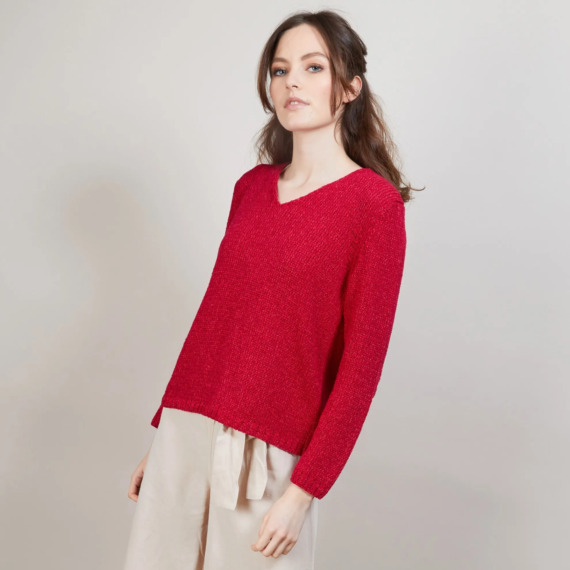 Maison Montagut Pull Col V En Soie Coton Et Laine - Blovis>Femme Pulls