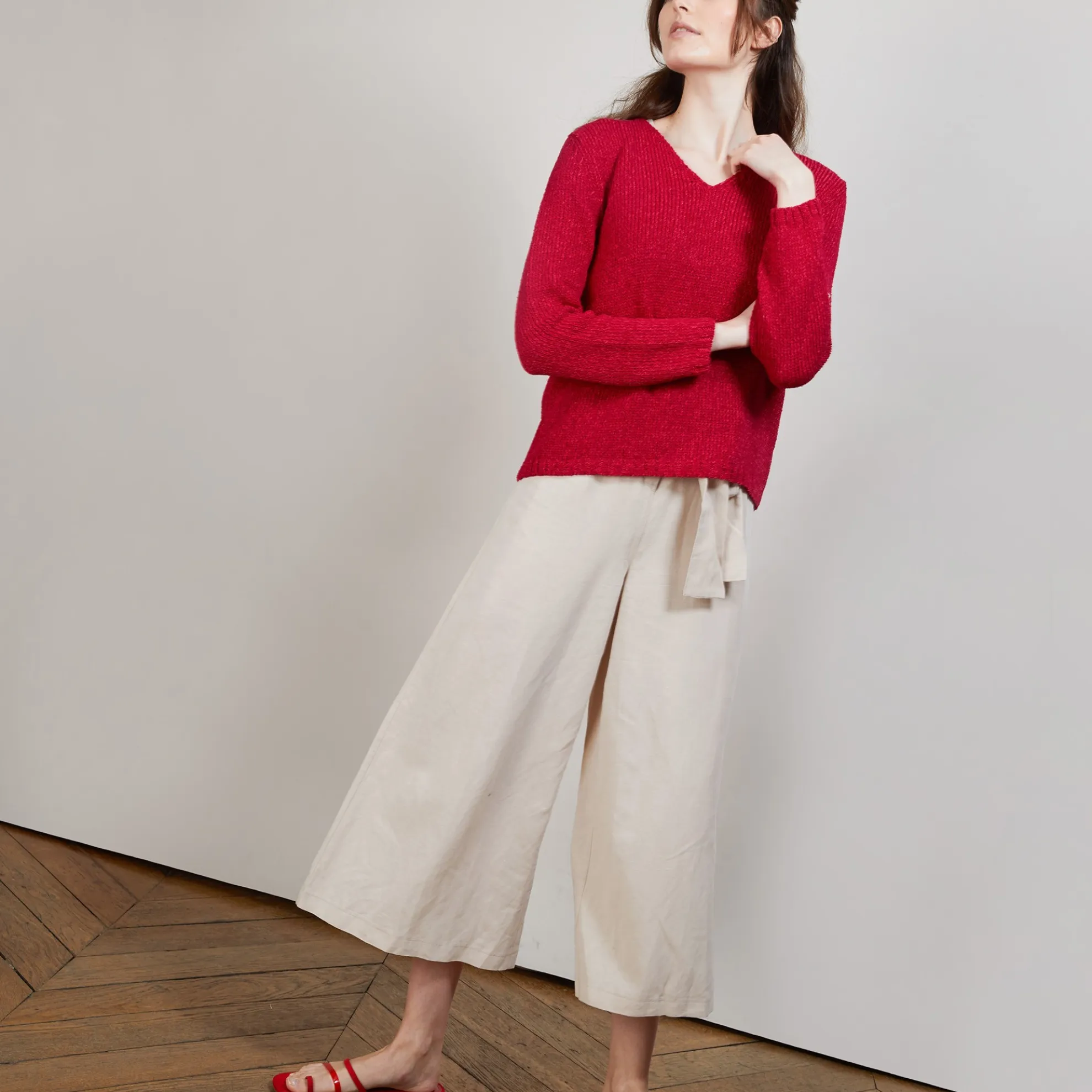 Maison Montagut Pull Col V En Soie Coton Et Laine - Blovis>Femme Pulls