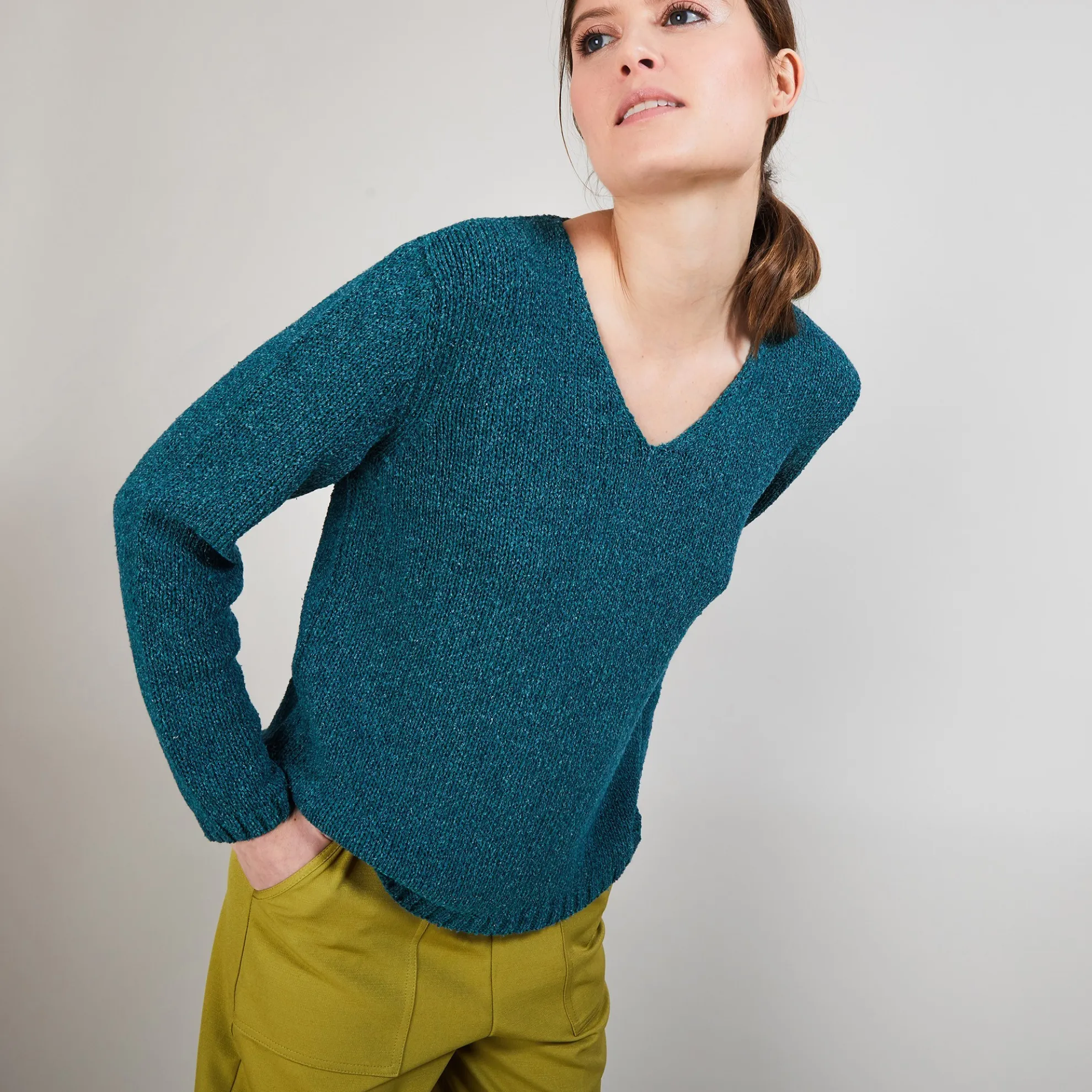 Maison Montagut Pull Col V En Soie Coton Et Laine - Blovis>Femme Pulls