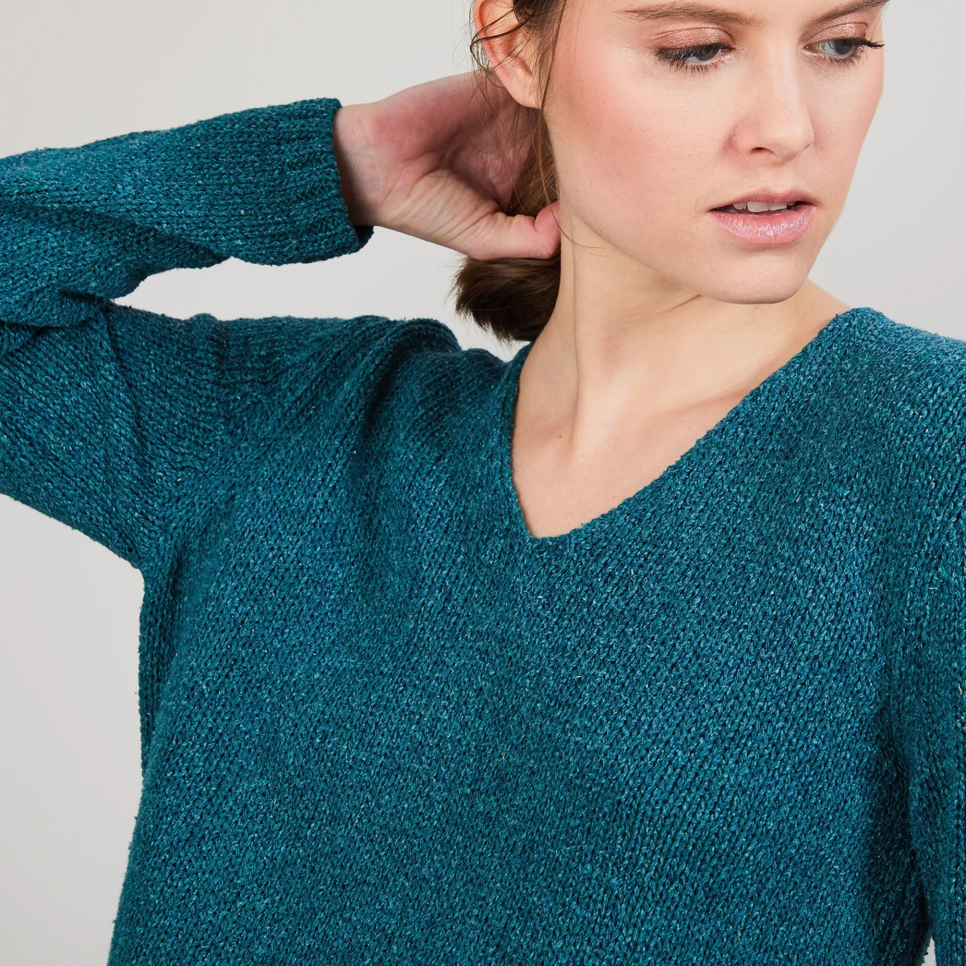 Maison Montagut Pull Col V En Soie Coton Et Laine - Blovis>Femme Pulls