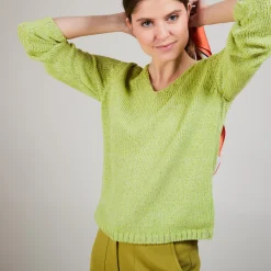 Maison Montagut Pull Col V En Soie Coton Et Laine - Blovis><noscript><img width=