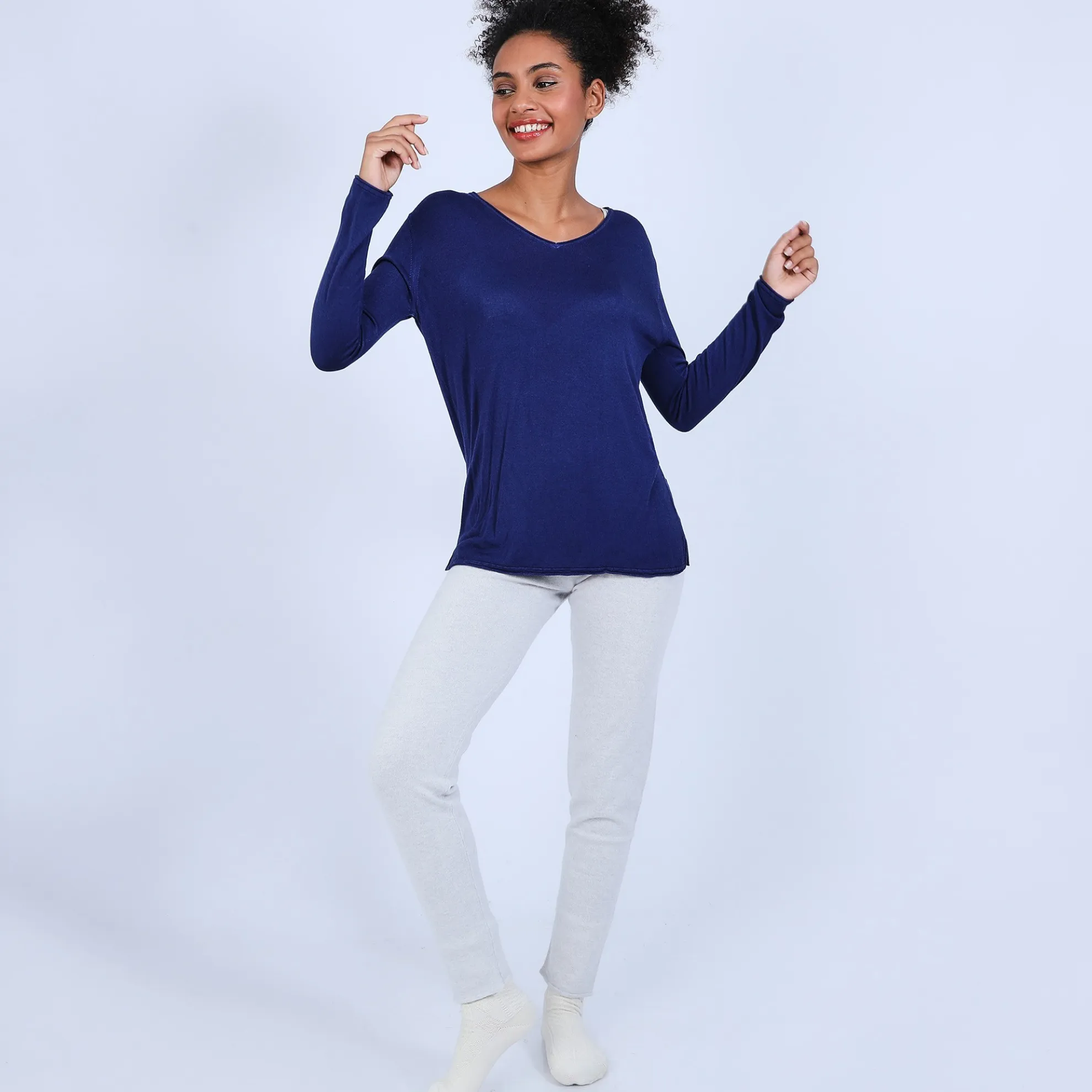 Maison Montagut Pull Col V Oversize En Bambou Cachemire - Ornella>Femme Pulls