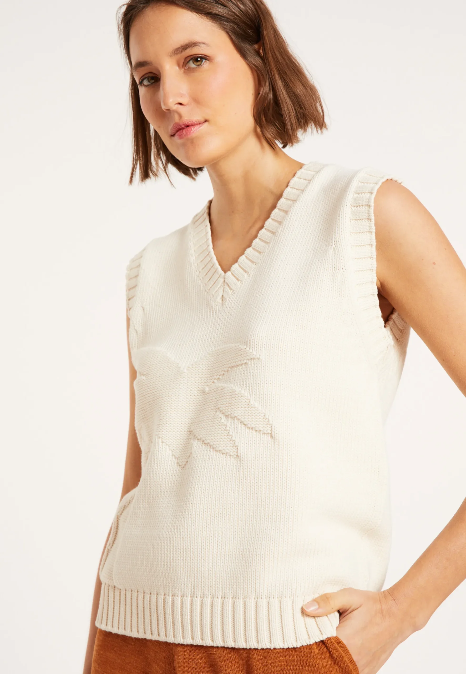 Maison Montagut Pull Col V Sans Manches En Coton - Manon>Femme Pulls