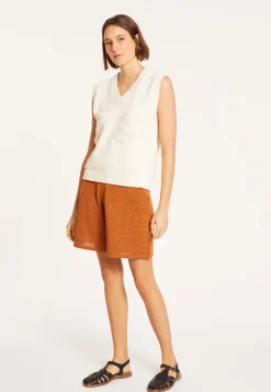 Maison Montagut Pull Col V Sans Manches En Coton - Manon><noscript><img width=