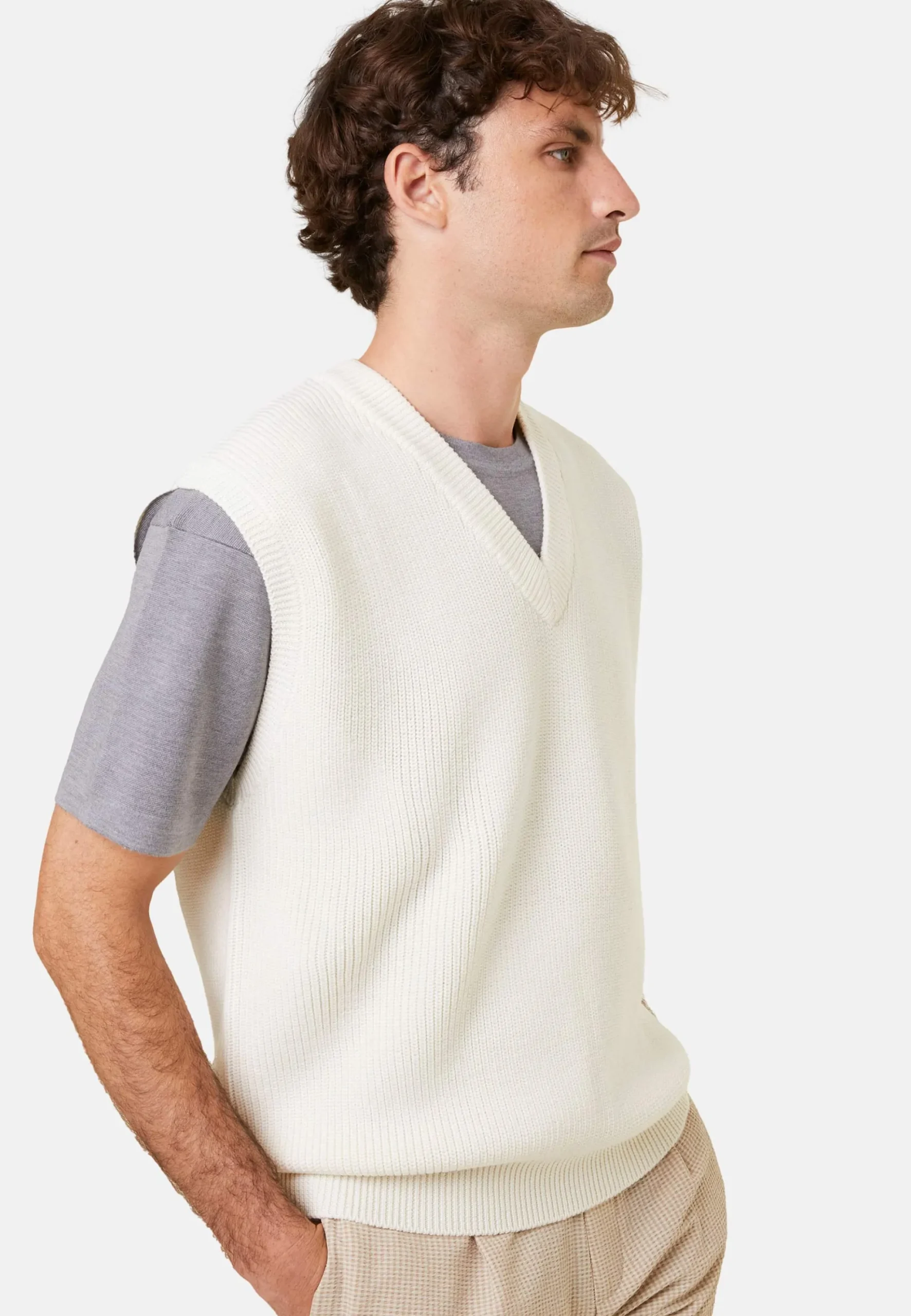 Maison Montagut Pull Col V Sans Manches En Laine Merinos - Felipe>Homme Pulls